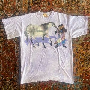 Beautiful Woman with Horse Y2K tee